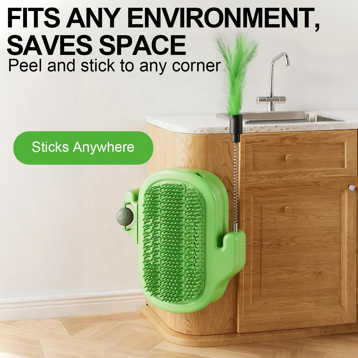 3-in-1 Soft Plastic Cat Corner Groomer with Catnip - Grooming Supplies