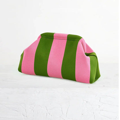 ☁️ Women's Striped Dot Cloud Handbag 👜 | Clip-Top Crossbody Bag ✨