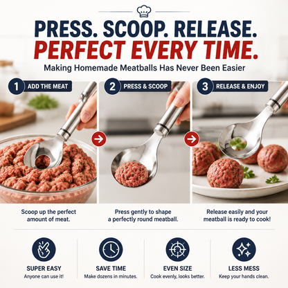 2PCS-Stainless Steel Meatball Maker Spoon – Make Perfect Meatballs Without Messy Hands