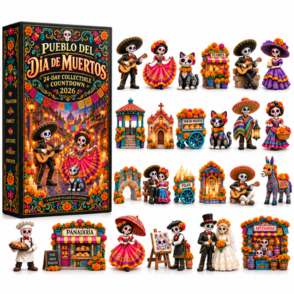 🎁Pueblo del Día de Muertos 2026 – 24-Day Day of the Dead Collectible Countdown Calendar with 24 Unique Miniatures