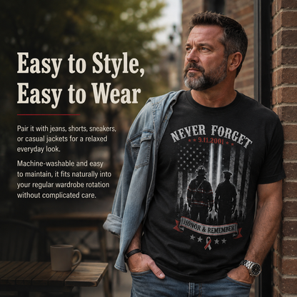 🕊️ 9/11 Memorial Tribute T-Shirt – Twin Towers, Eagle and American Flag Design 🇺🇸 🦅