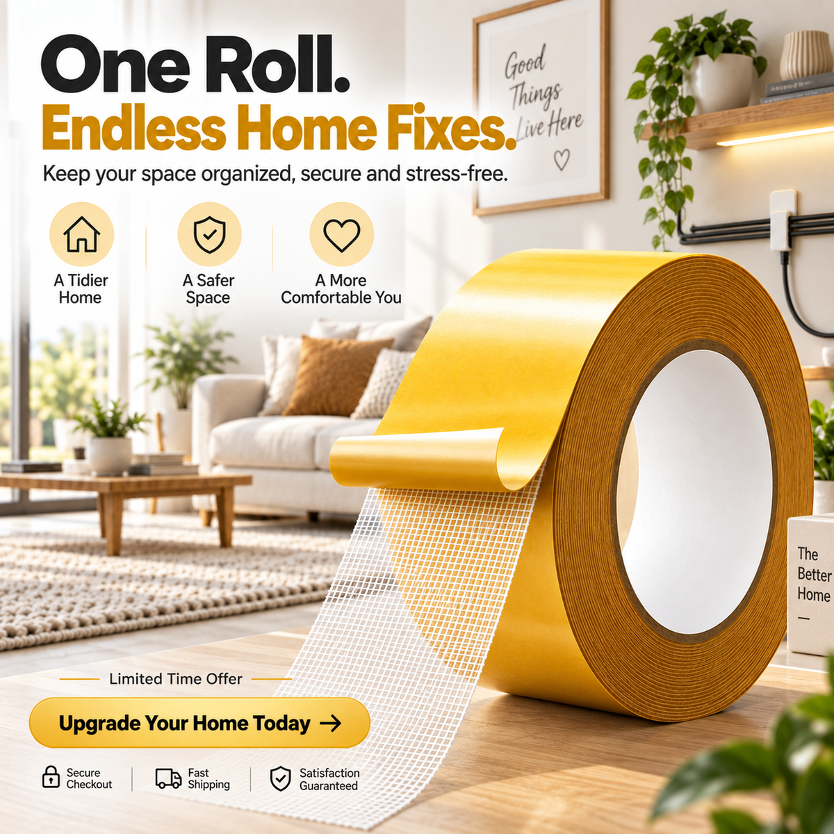 🔥 Heavy-Duty Double-Sided Grid Tape – Strong Hold, Easy Tear & Clean Removal