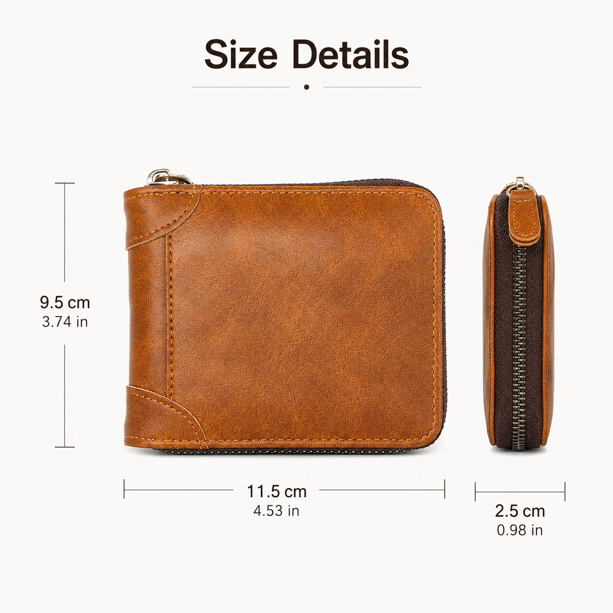 🔥LAST DAY 49% OFF🔥💼 Men Retro PU Leather Zip Wallet, Bifold Card Coin Purse