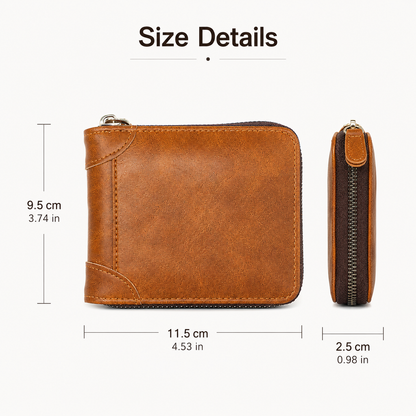 🔥LAST DAY 49% OFF🔥💼 Men Retro PU Leather Zip Wallet, Bifold Card Coin Purse