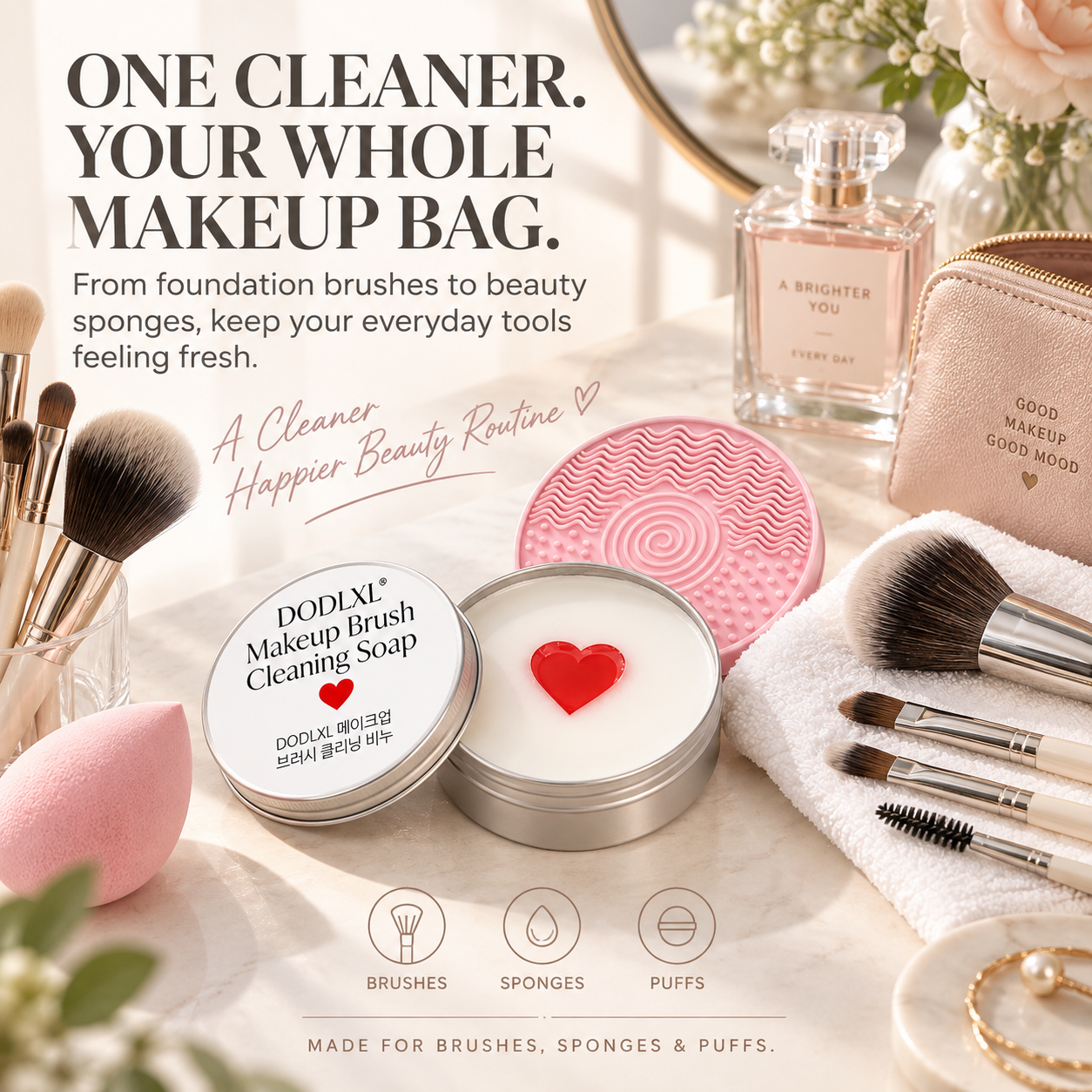 ✨ 2-in-1 Makeup Brush Cleaning Soap & Silicone Pad – Deep Clean Brushes & Sponges