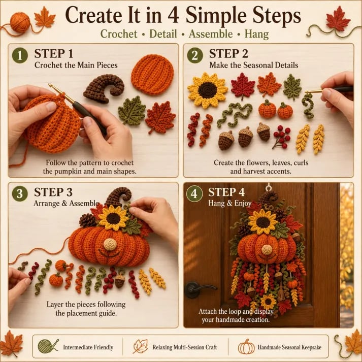 🧶 DIY Seasonal 3D Crochet Door Hanger Kit Collection — Create A Handmade Welcome For Every Season 💕