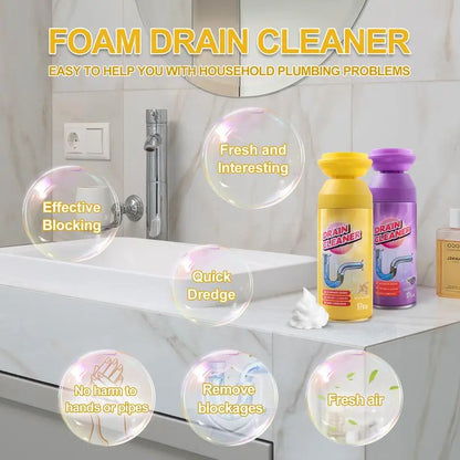 Household Safe Foam Mousse Drain Cleaner - Clog Remover, Deodorizer for Kitchen Drains and Sinks