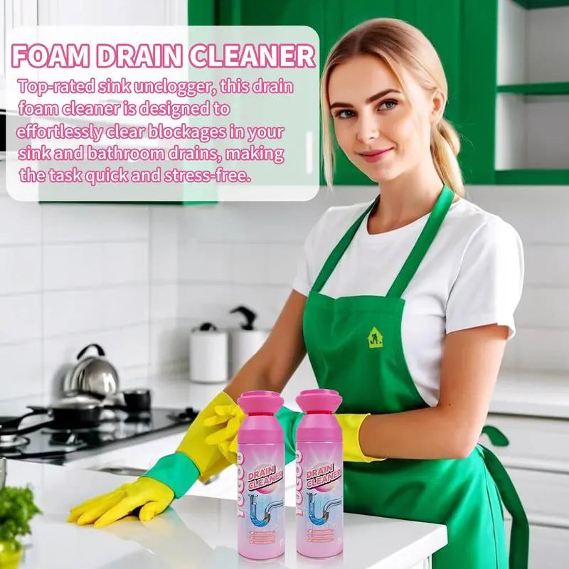 Household Safe Foam Mousse Drain Cleaner - Clog Remover, Deodorizer for Kitchen Drains and Sinks
