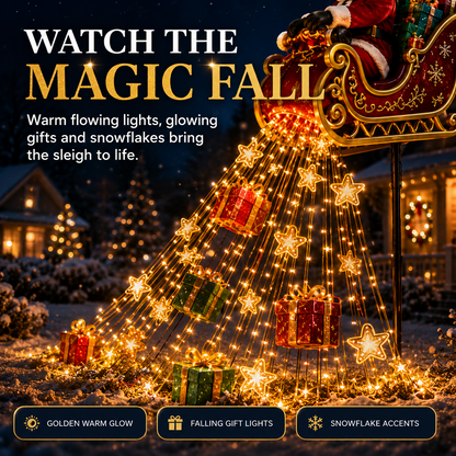 🎅✨ 2026 New Santa's Flying Sleigh Gift Cascade – Solar Christmas Garden Light