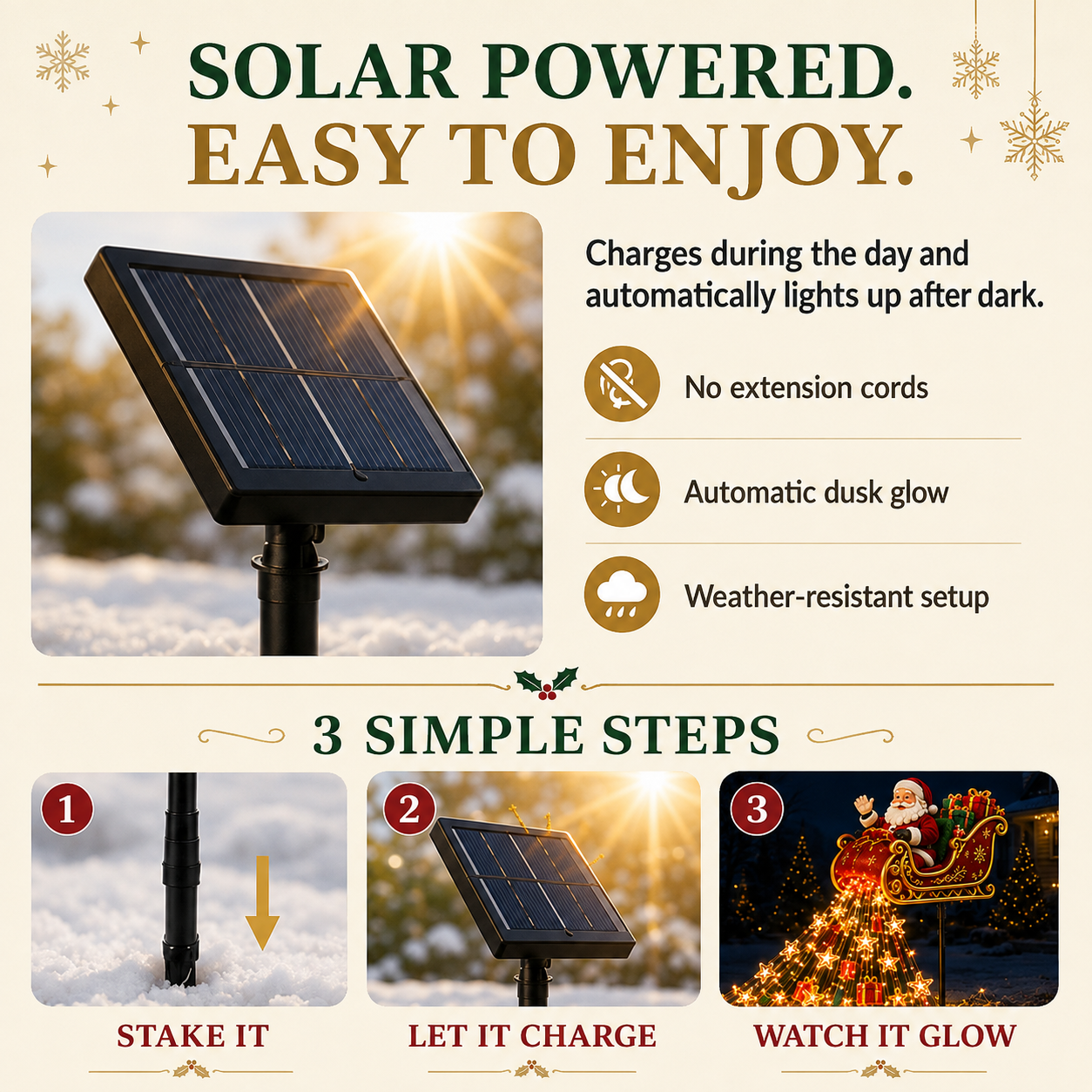 🎅✨ 2026 New Santa's Flying Sleigh Gift Cascade – Solar Christmas Garden Light
