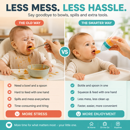 👶 Baby Food Squeeze Feeder – Mess-Free Feeding Spoon & Portable Baby Food Dispenser for Easy Mealtime