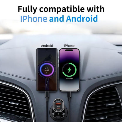 2-in-1 Compact Car Charger GPS Tracker Adapter - 50W Fast Charging USB-C Device