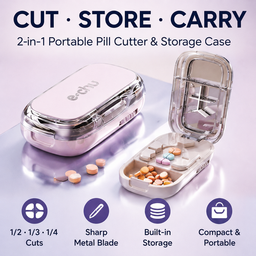 ⏳ Last day 49% OFF -💊Portable Pill Cutter/Splitter & Storage Case (Cuts into 1/2, 1/3, or 1/4 portions)