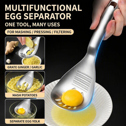 🍳 4-in-1 304 Stainless Steel Kitchen Spoon ✨ Separate, Grate, Mash & Serve