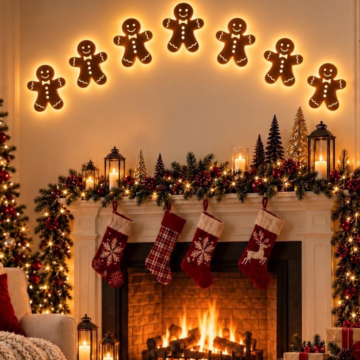Reindeer Sleigh Press On – Lighted Christmas Wall Decor, Easy No-Tool Install