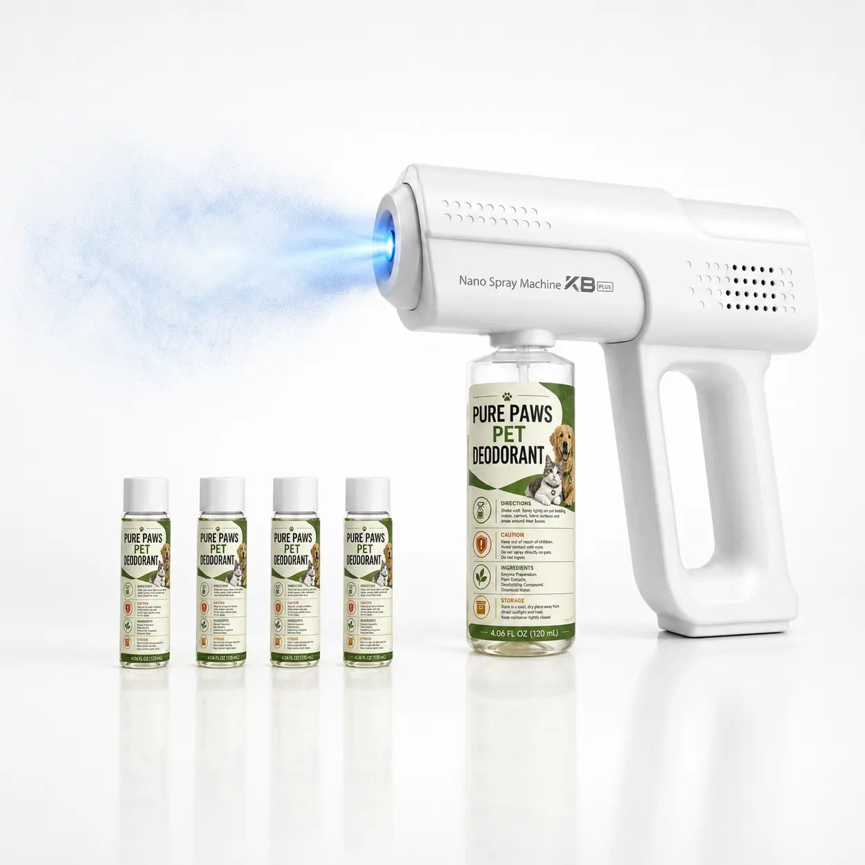 Nano Blue Light Probiotic Deodorizer, indoor odor removal, pet deodorant. Bio-enzymes break down urine, disinfect and deodorize, Plant-extracted, safe and non-toxic for pets, Floral scent Air Freshener Spray