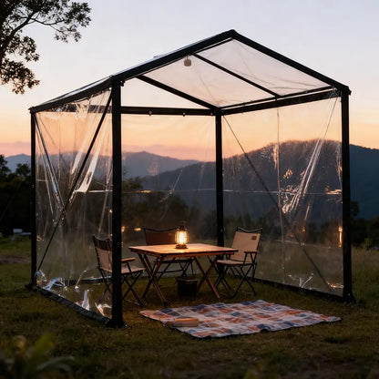 🌂10x13FT Heavy Duty Clear Tarp: 2026 Upgraded 100% Waterproof Rain Shield for Patio & Porch, Crystal Clear Vinyl Cover for Outdoor Furniture, BBQ & Deck, Reinforced Leak-Proof Tarpaulin