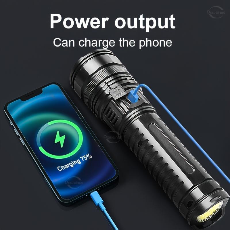 Portable Strong Flashlight Power Bank - USB Port