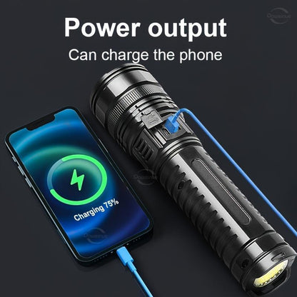 Portable Strong Flashlight Power Bank - USB Port