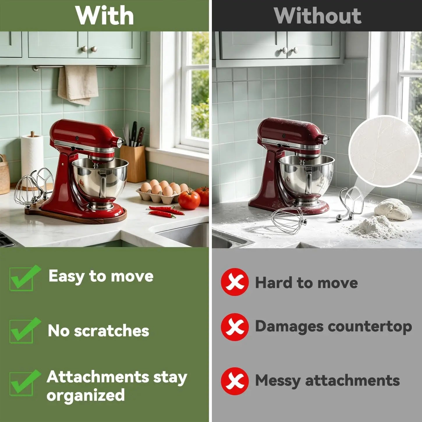 Non-slip base for KitchenAid mixers – Pine wood