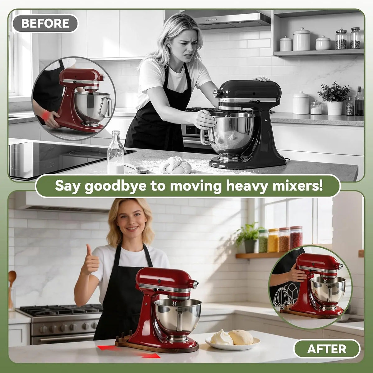 Non-slip base for KitchenAid mixers – Pine wood