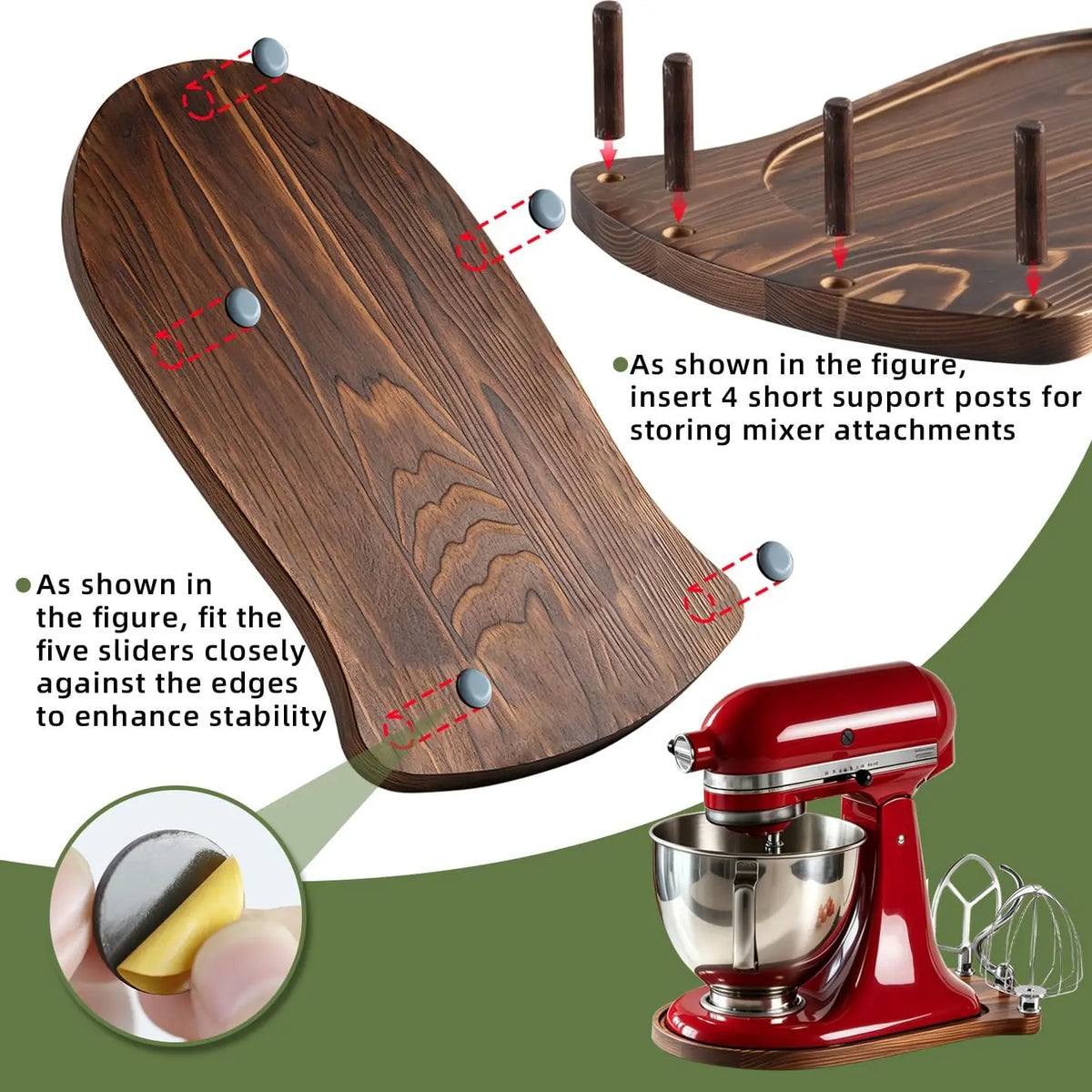 Non-slip base for KitchenAid mixers – Pine wood