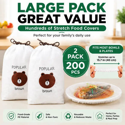 🔥LAST DAY 49% OFF🔥🍽️ Elastic Stretch Bowl Covers 🔁Disposable Microwave Safe Food Storage Covers