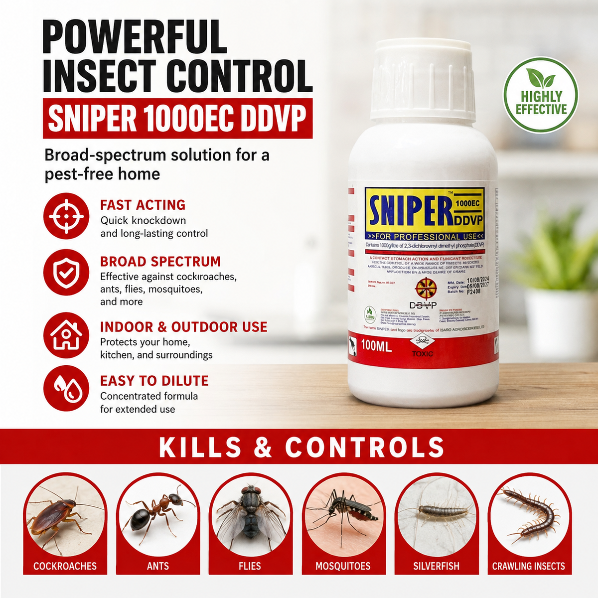 Household Pest Control Concentrate – Indoor insecticide and cockroach control solution; effective against cockroaches, crawling insects, flies, and more.