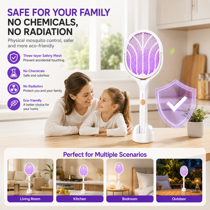 Retractable electric mosquito swatter, 1200mAh rechargeable