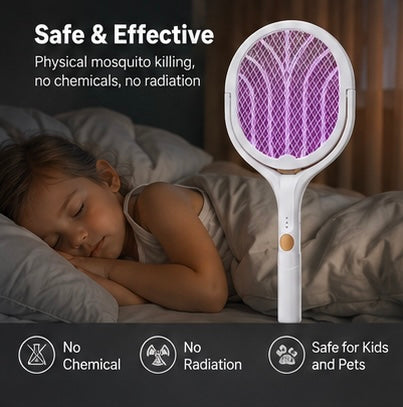 Retractable electric mosquito swatter, 1200mAh rechargeable