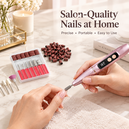 Portable electric nail file with grinding set; suitable for manicures and pedicures; lightweight and portable