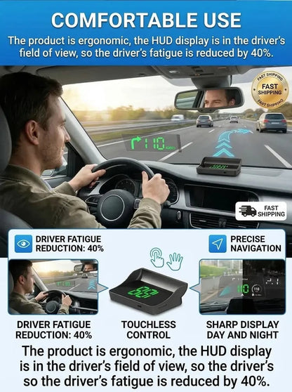 🚗 50% Off Now! Head-Up Display (HUD) GPS Digital Speedometer – Features traffic light countdown and speed camera alerts; a universal driving safety system to help you avoid city traffic fines.
