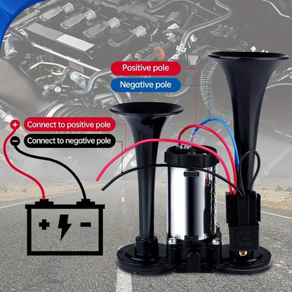 📢🔊2026 Upgraded 12V 130DB Air Horn Dual Horn, Horn Kit with Air Compressor
