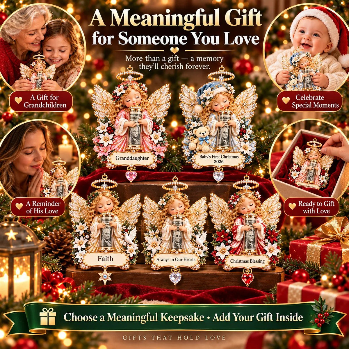 ⏰ LAST DAY SALE 49% OFF! 👼💵 3D Angel Christmas Cash Gift Ornament – Holiday Money Holder Keepsake ✨