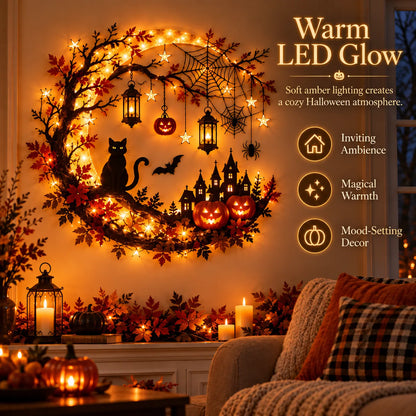 🌙🎃 Halloween Crescent Moon Lighted Wall Decor ✨