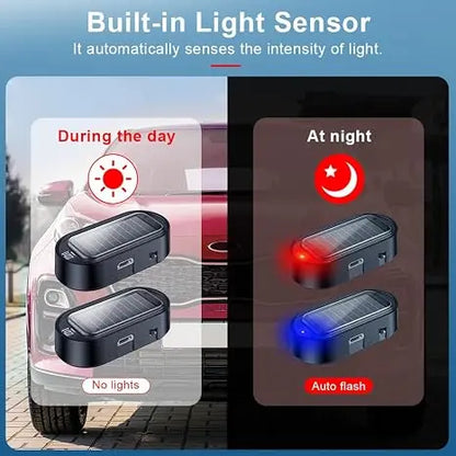 🚨 Solar Fake Car Alarm Light – LED Security Warning Flashing Simulator