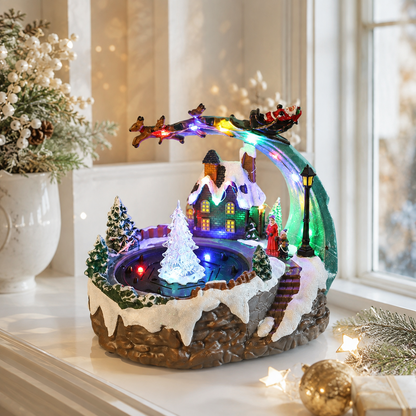 🌲Musical Christmas Village Water Fountain – Rotating LED Lighted Snow Scene Music Box