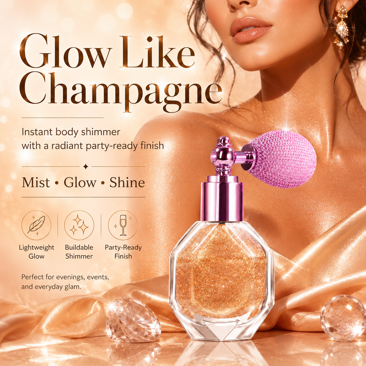 ✨💖 Magic Shimmer Highlighter Spray for Face, Body & Hair 🌟