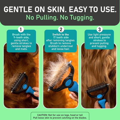 FurEase™ 2-in-1 Deshedding & Dematting Pet Brush