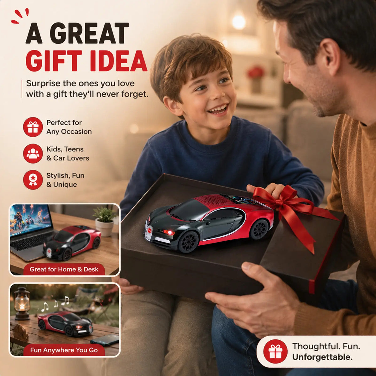 WSTER WS-660 Supercar Bluetooth Speaker with LED Lights