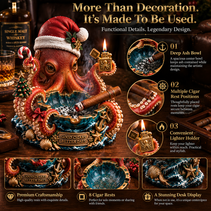 🐙 Christmas Kraken Cigar Rest – Nautical Collector’s Edition