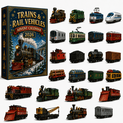⏰Christmas Early Bird 50% OFF-🎄🚂Trains & Rail Vehicles Advent Calendar 2026 – 24 Railway Surprises