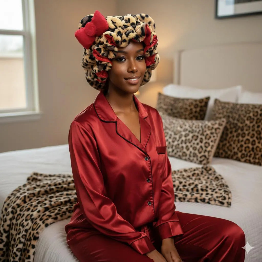 🎀Leopard Print & Pink Teddy Bonnet✨
