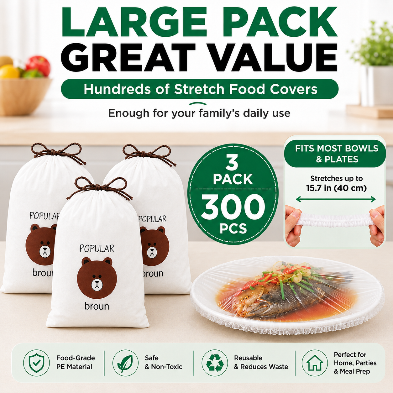 🔥LAST DAY 49% OFF🔥🍽️ Elastic Stretch Bowl Covers 🔁Disposable Microwave Safe Food Storage Covers