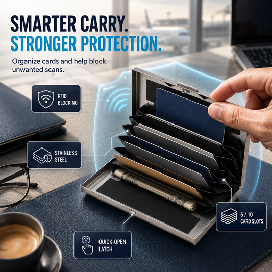 RFID-Blocking Stainless Steel Card Wallet – Organized, Secure & Pocket-Ready 🔒🔥
