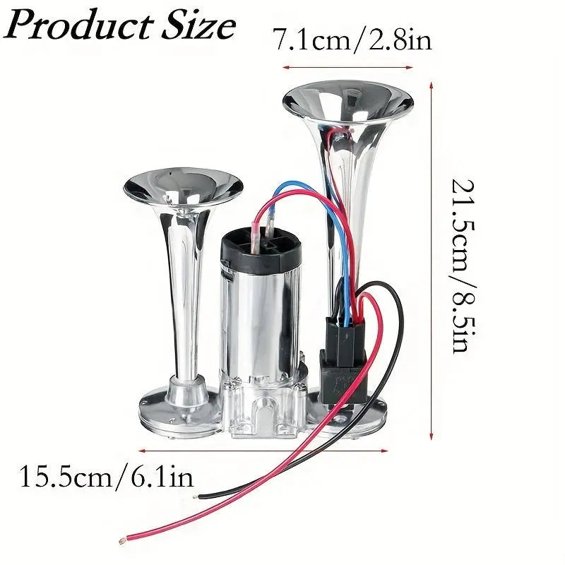📢🔊2026 Upgraded 12V 130DB Air Horn Dual Horn, Horn Kit with Air Compressor
