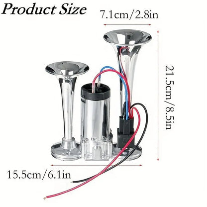 📢🔊2026 Upgraded 12V 130DB Air Horn Dual Horn, Horn Kit with Air Compressor