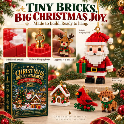 🎄24-Day Mini Christmas Brick Ornament Advent Calendar | 24 Unique Buildable Holiday Ornaments to Create, Hang & Keep 🧱