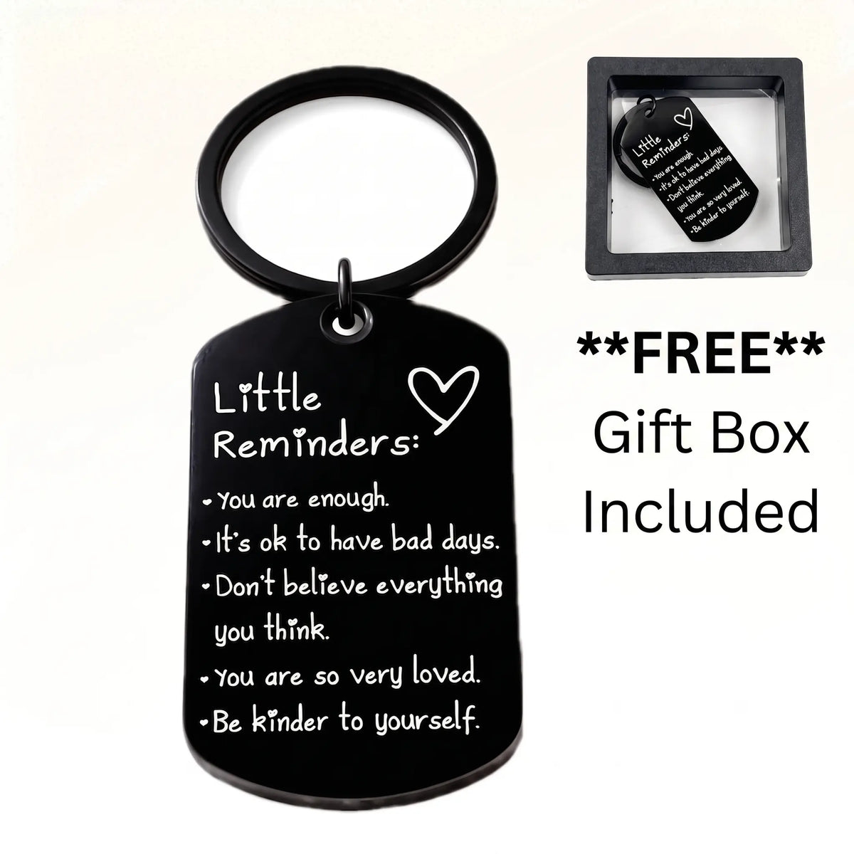 🔑🔑You Are Enough Engraved Keychain – Inspirational Reminder Gift with Gift Box | Meaningful Keepsake for Someone Special