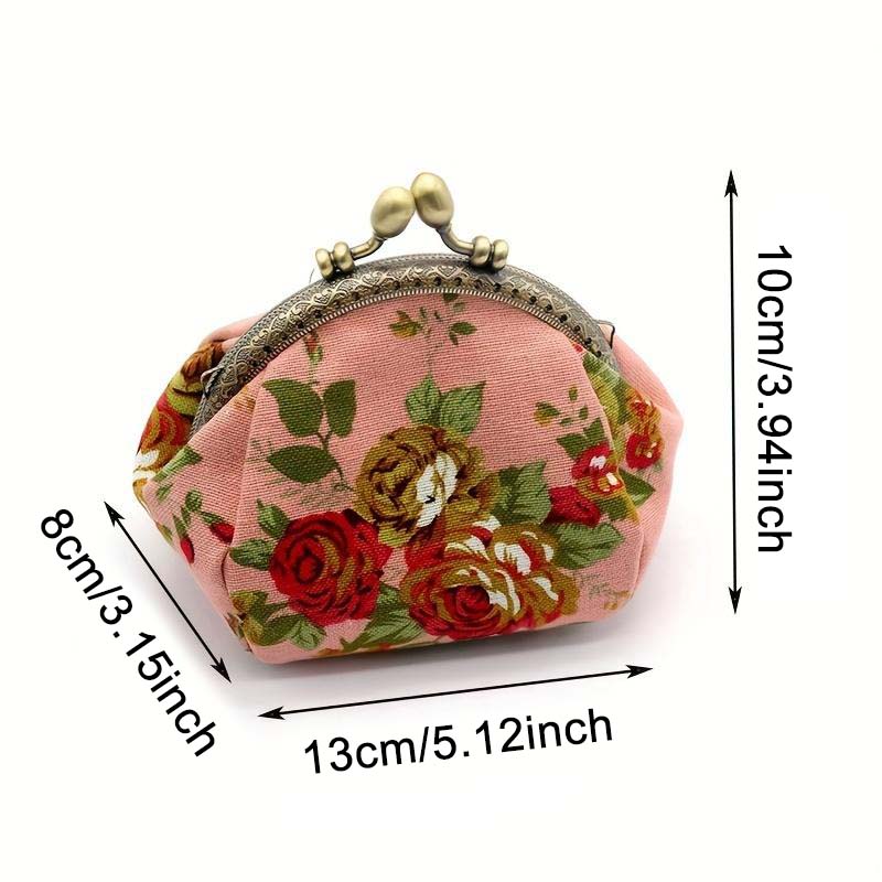 🌸 Vintage Floral Kiss-Lock Mini Wallet Clutch — Lightweight Daily Carry Purse for Women